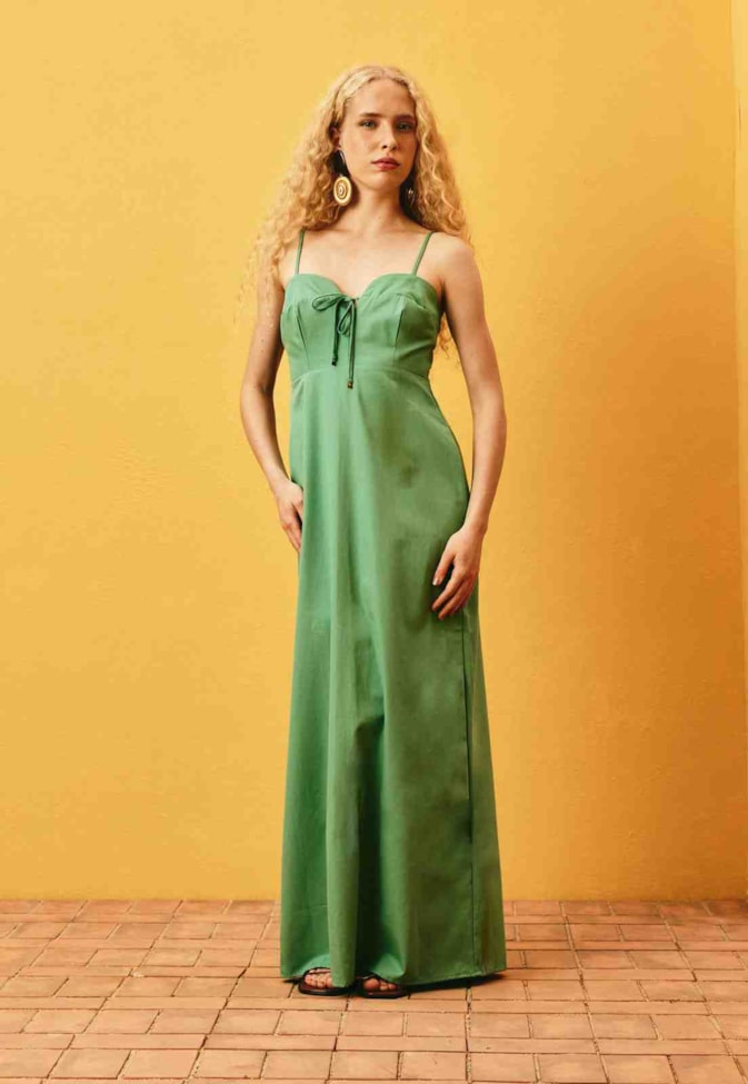 Vestido Longo Liso Amarração 