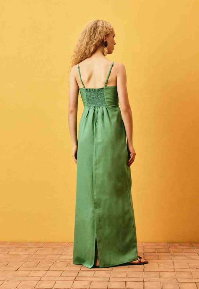 Vestido Longo Liso Amarração 