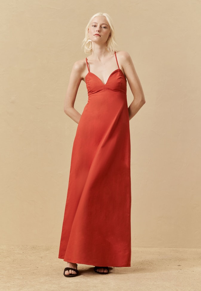 Vestido Longo Liso Amarração Costas