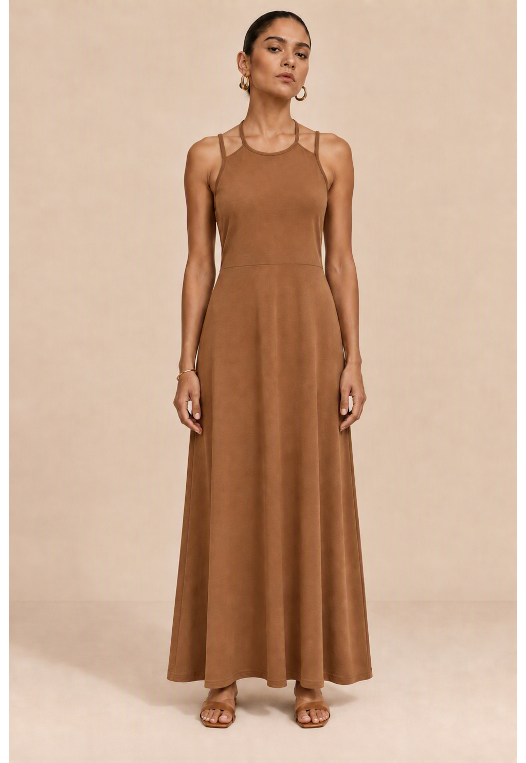 Vestido Longo Liso Amarração Duas Alças