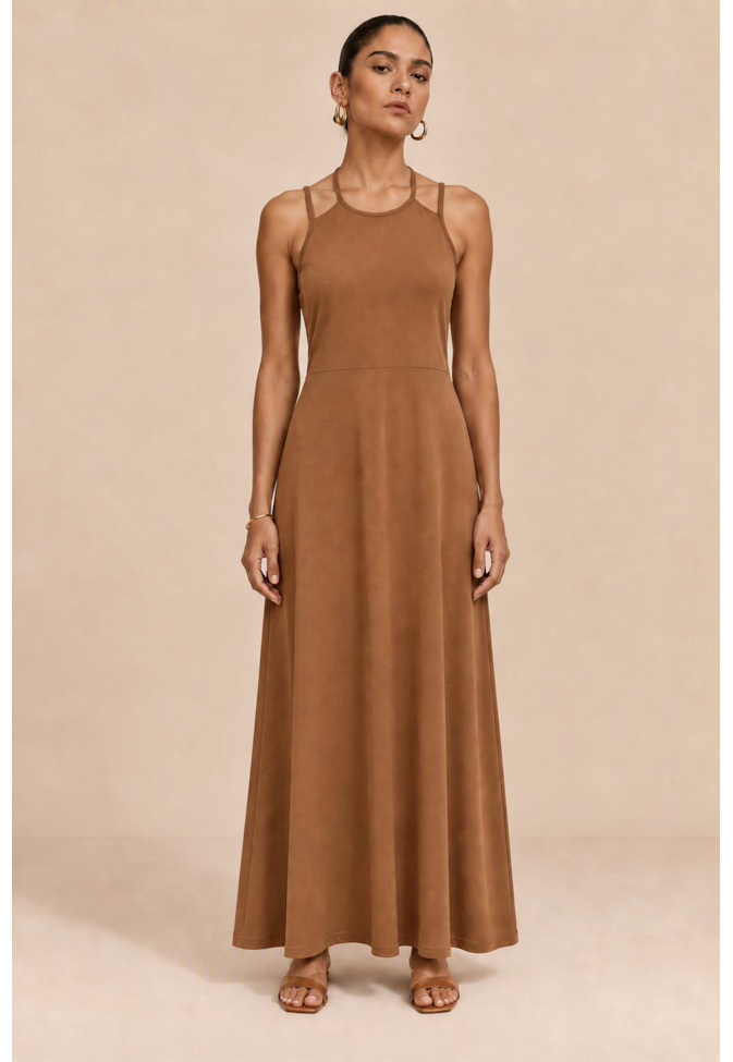 Vestido Longo Liso Amarração Duas Alças