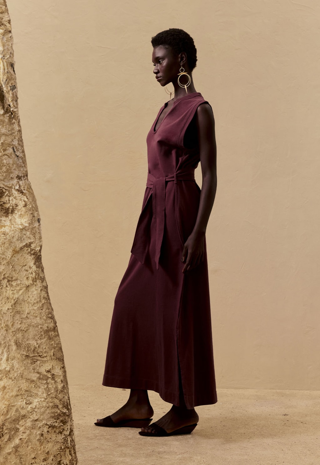 Vestido Longo Liso Amarração Faixa