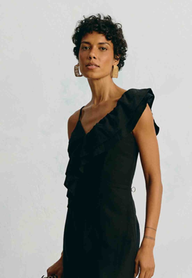 Vestido Longo Liso Babado