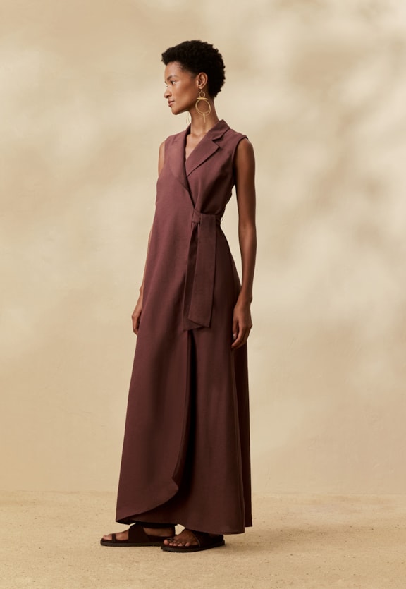 Vestido Longo Liso Cachecouer Vista Frontal