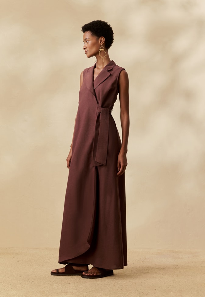 Vestido Longo Liso Cachecouer