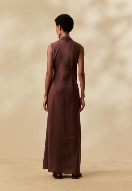 Vestido Longo Liso Cachecouer Vista Traseira