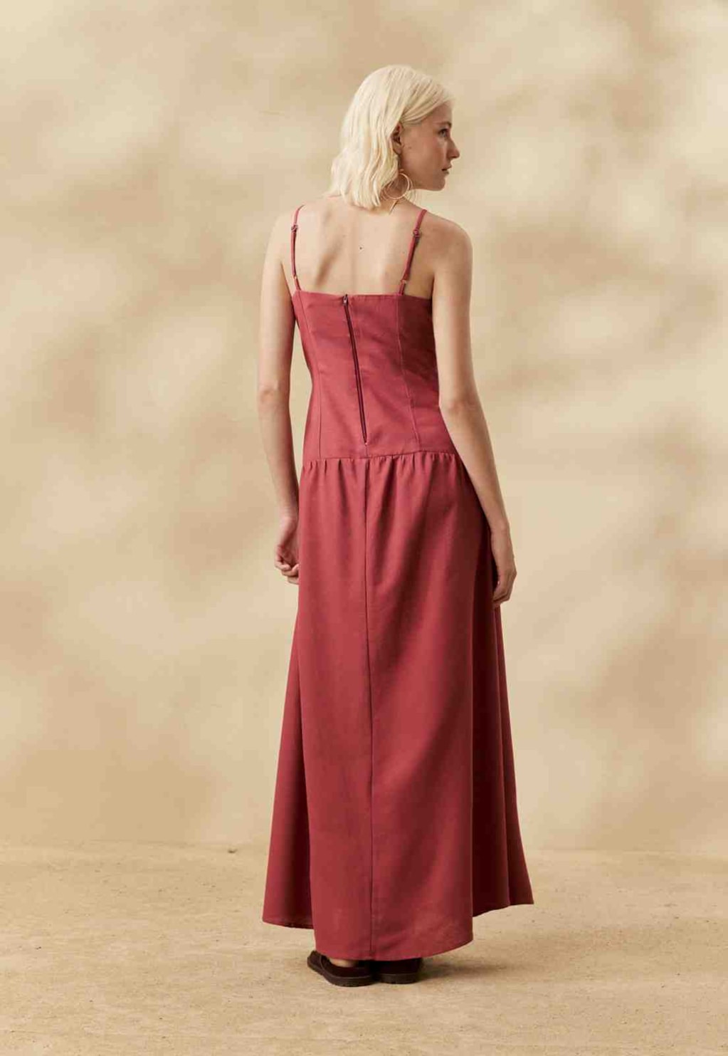 Vestido Longo Liso Drop Waist 