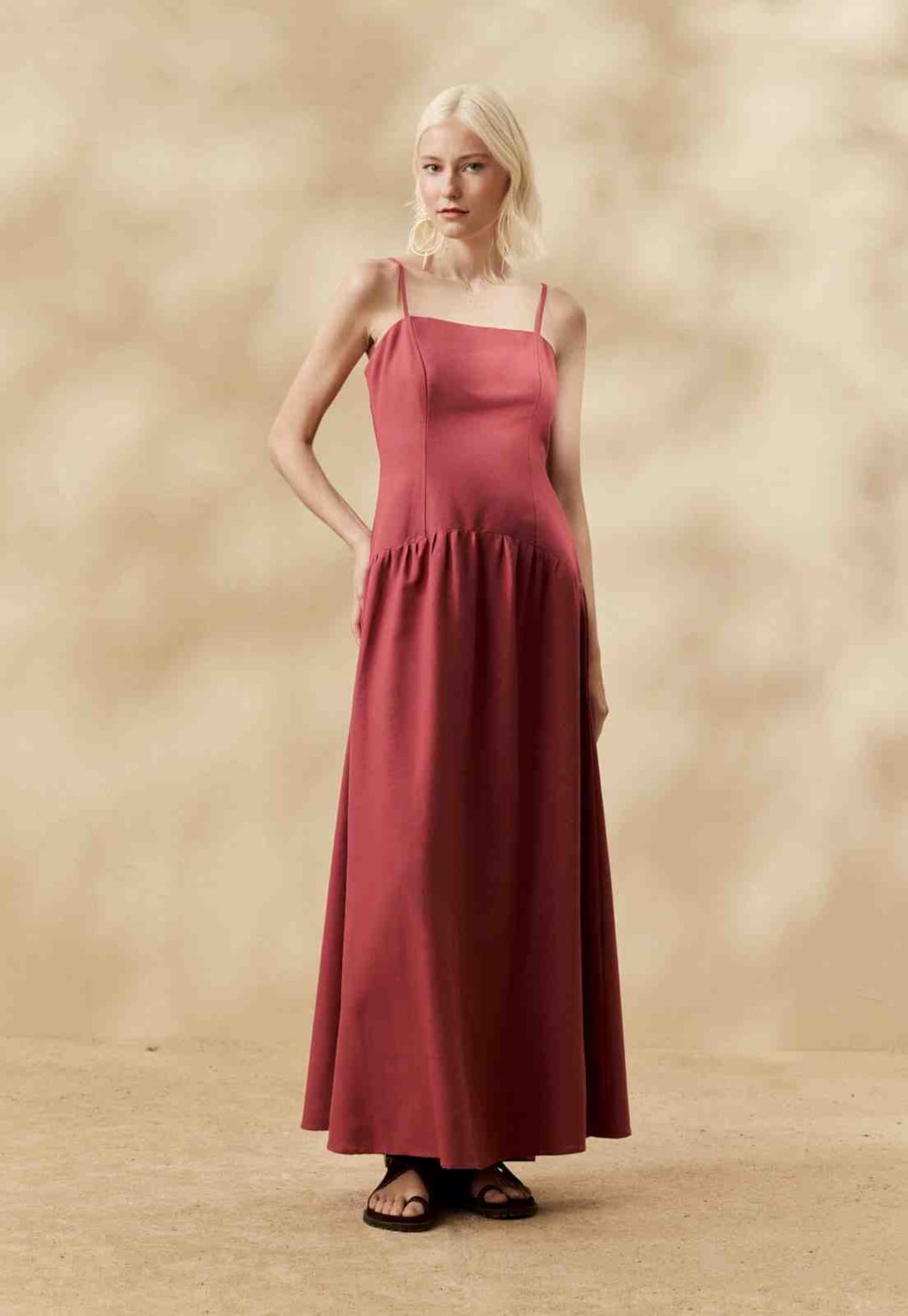 Vestido Longo Liso Drop Waist 