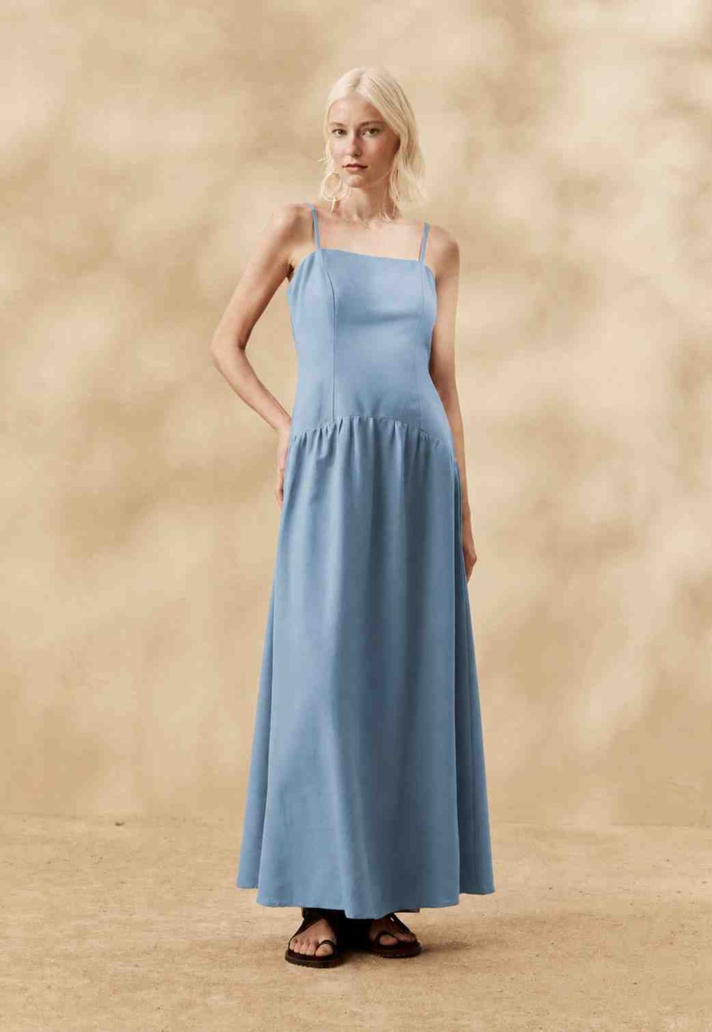Vestido Longo Liso Drop Waist 