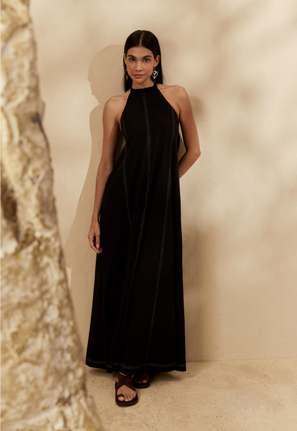 Vestido Longo Liso Frente Única