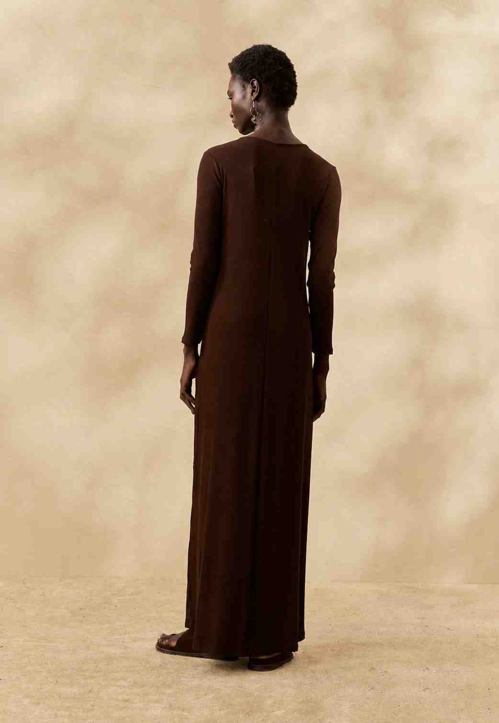 Vestido Longo Liso Manga Longa 