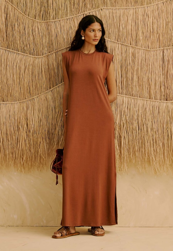 Vestido Longo Liso Reto Muscle Tee