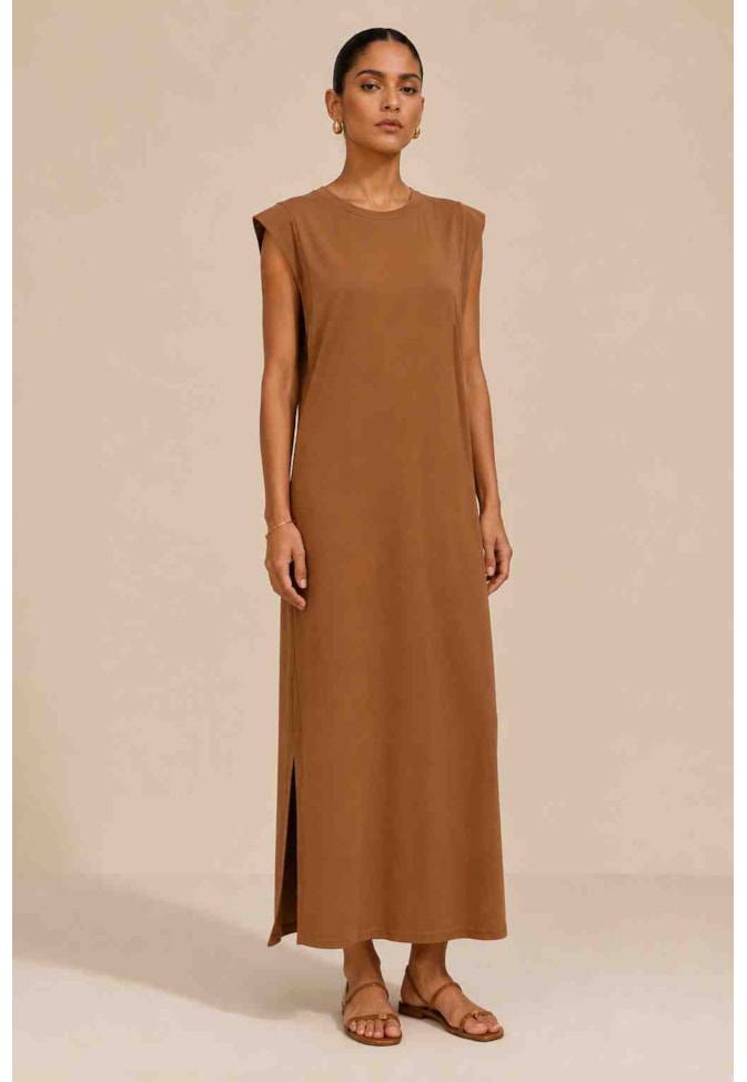 Vestido Longo Liso Reto Muscle Tee