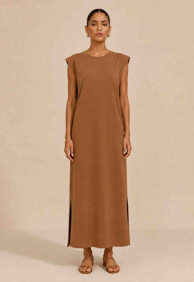 Vestido Longo Liso Reto Muscle Tee