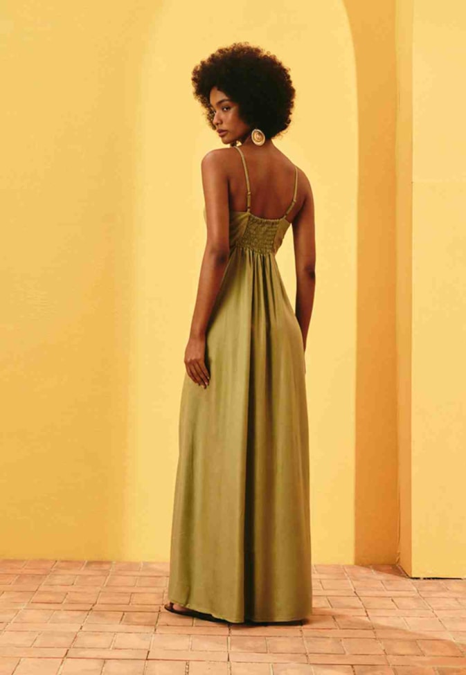 Vestido Longo Liso Transpasse Mullet 