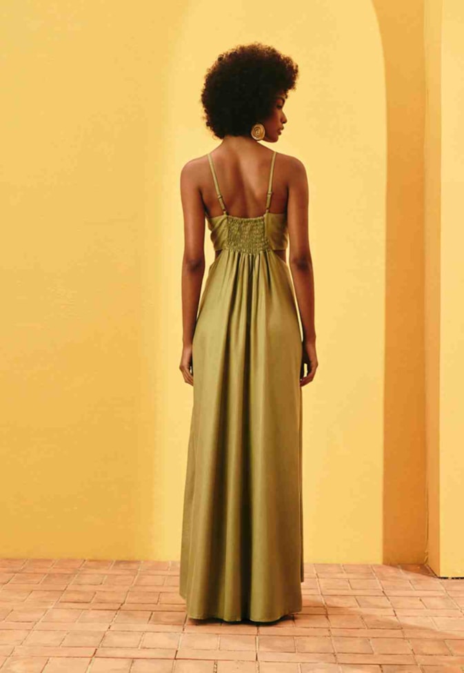 Vestido Longo Liso Transpasse Mullet 