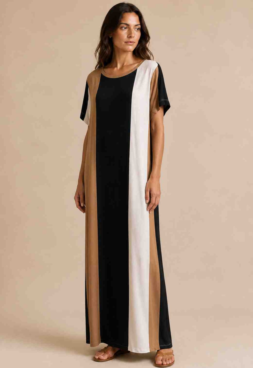 Vestido Longo Listrado Fendas