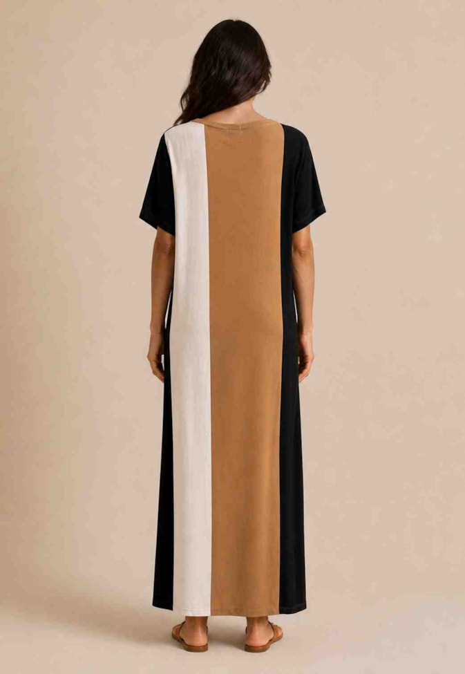 Vestido Longo Listrado Fendas
