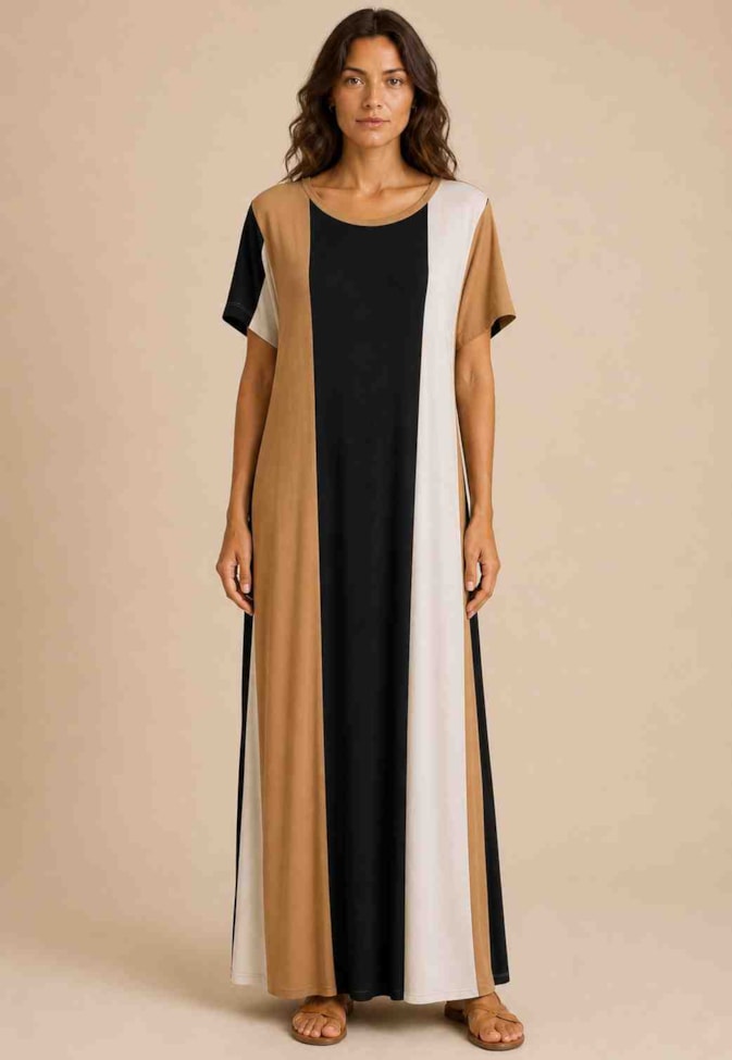 Vestido Longo Listrado Fendas