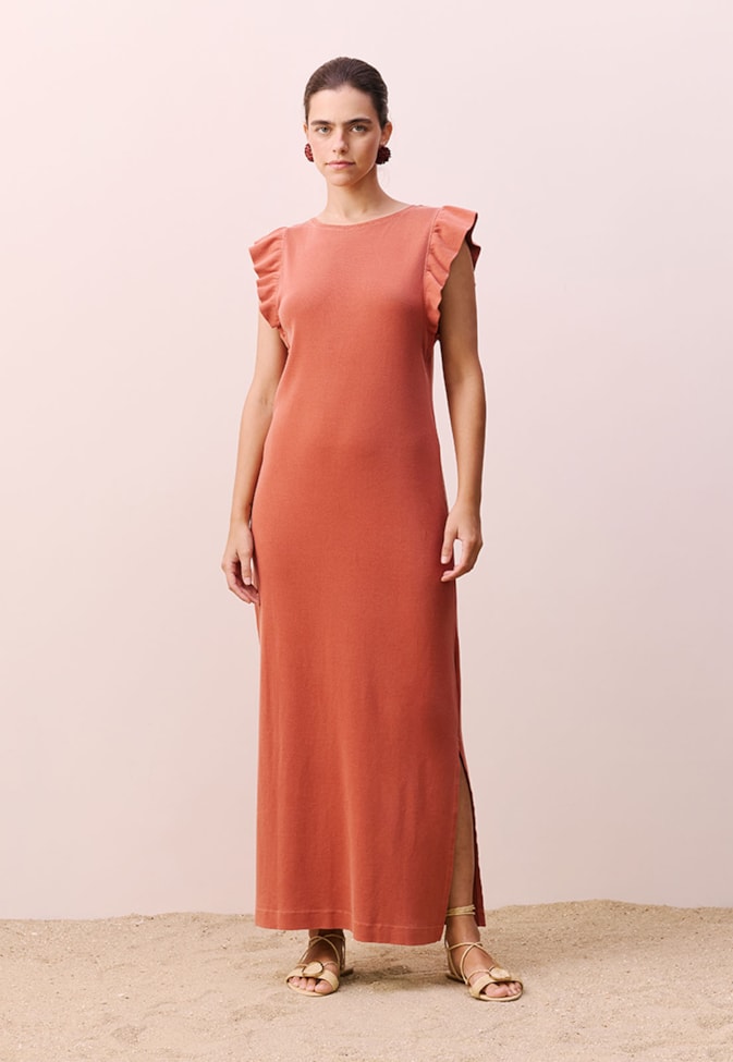 Vestido Longo Manga Babadinho