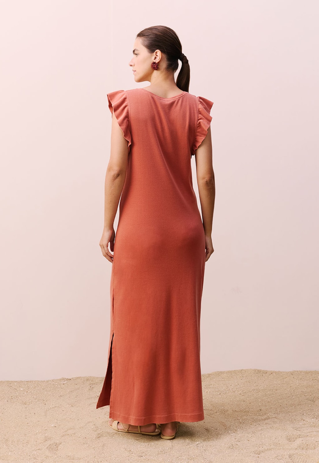 Vestido Longo Manga Babadinho