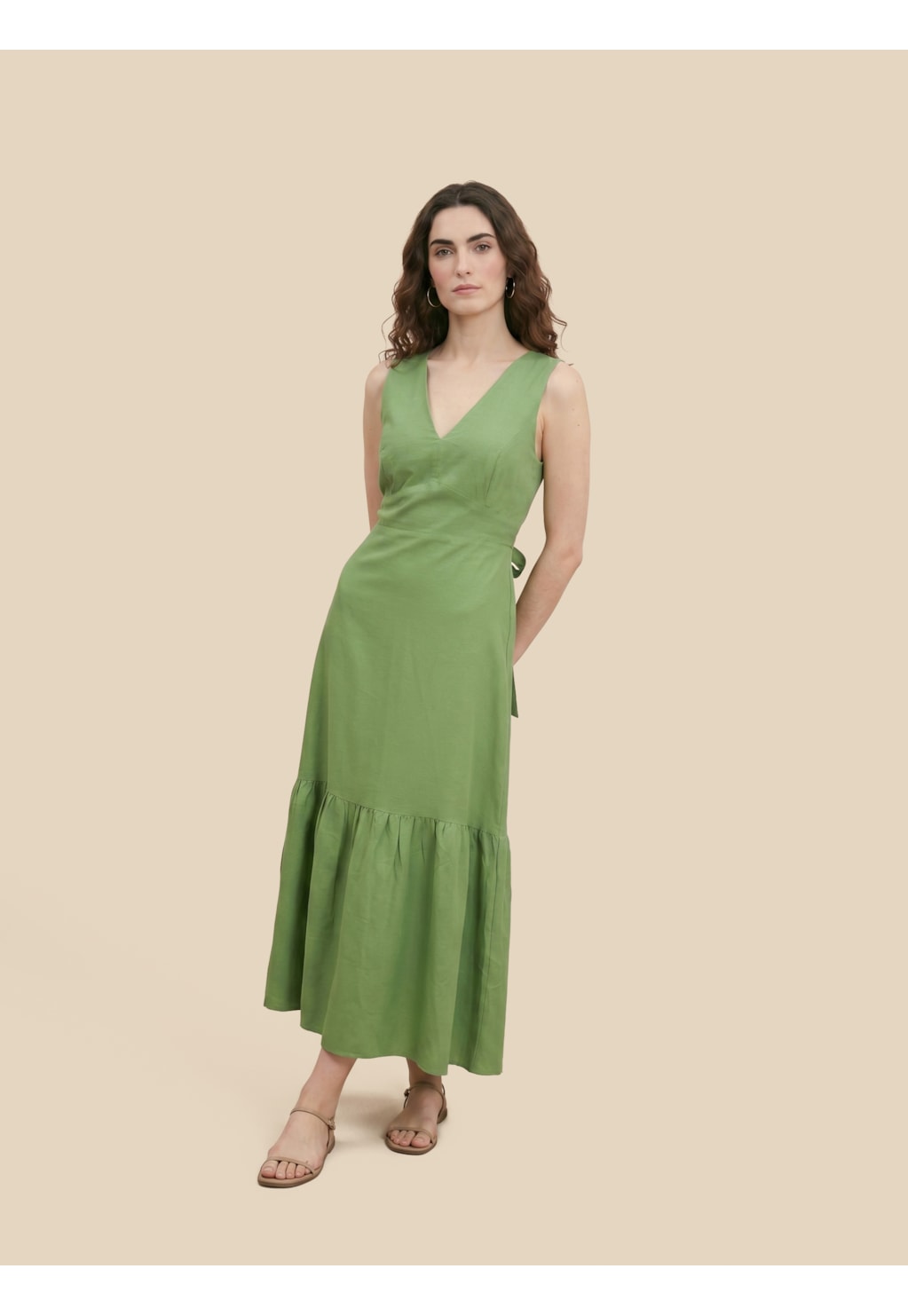 VESTIDO LONGO MARIA COM RECORTE LISO