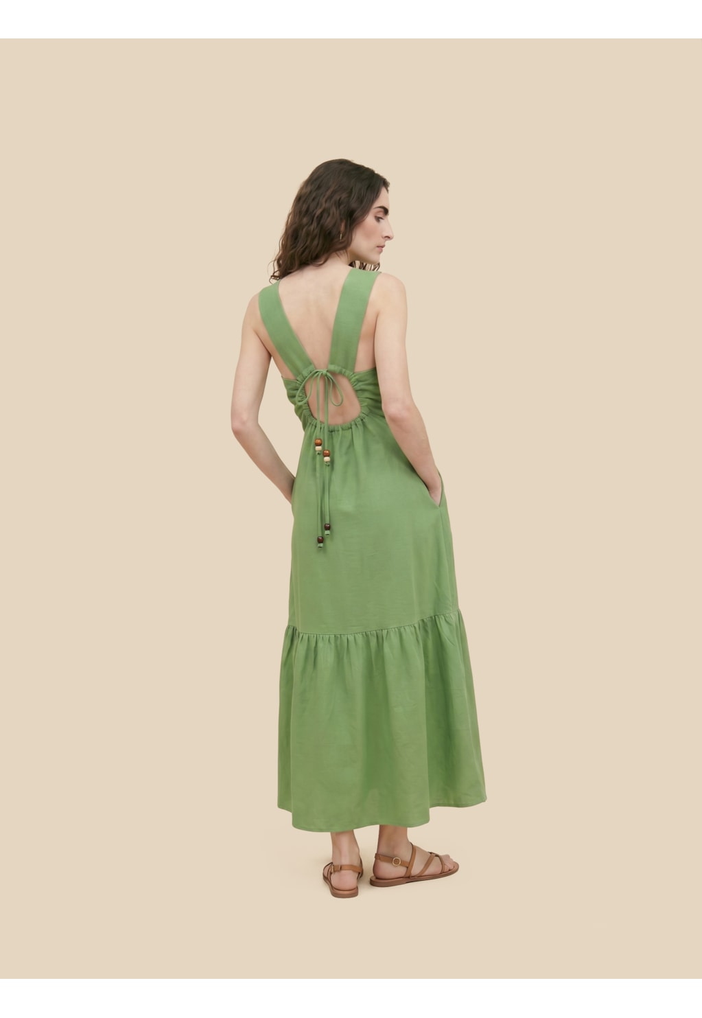 VESTIDO LONGO MARIA COM RECORTE LISO