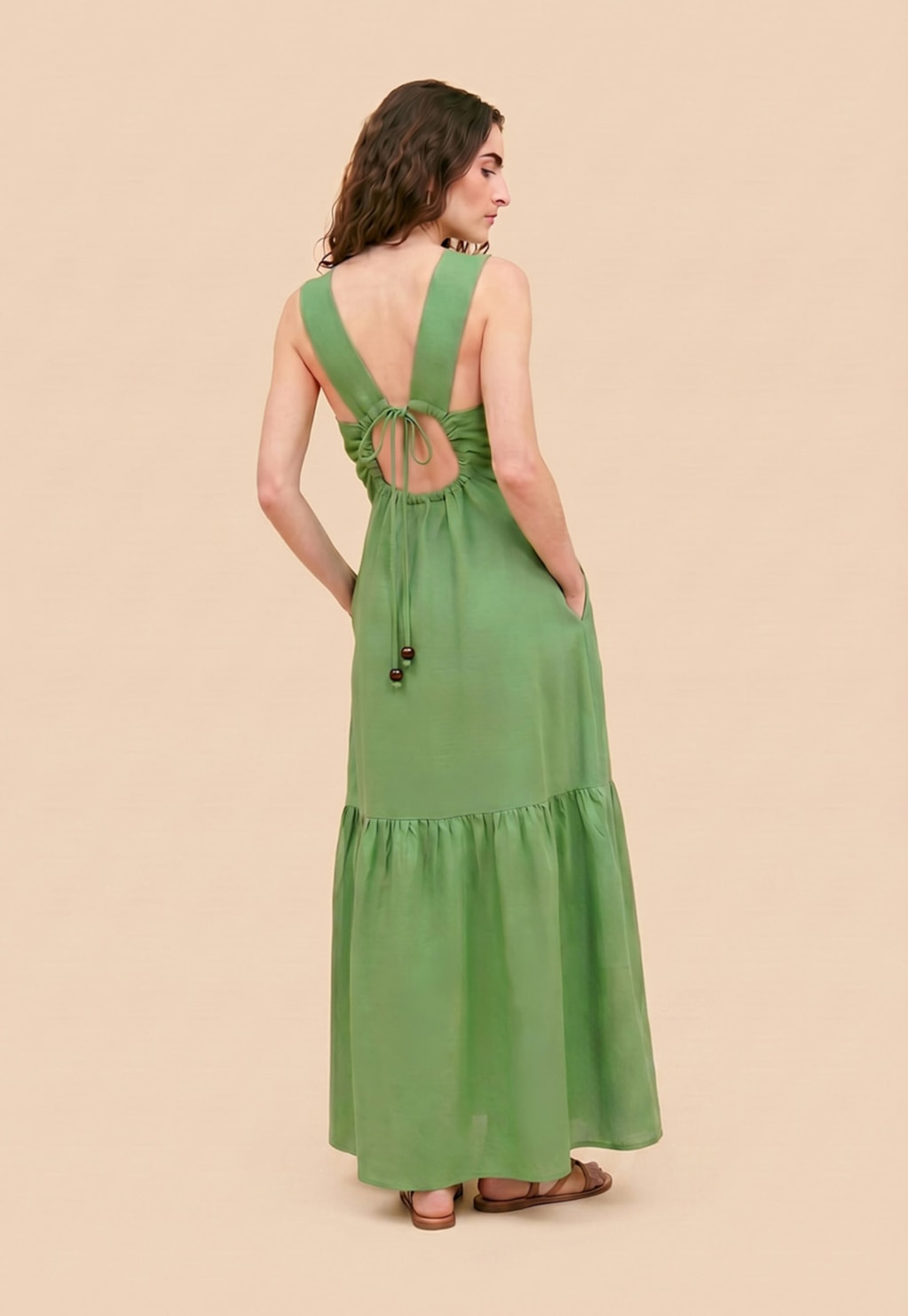Vestido Longo Maria Com Recorte Liso