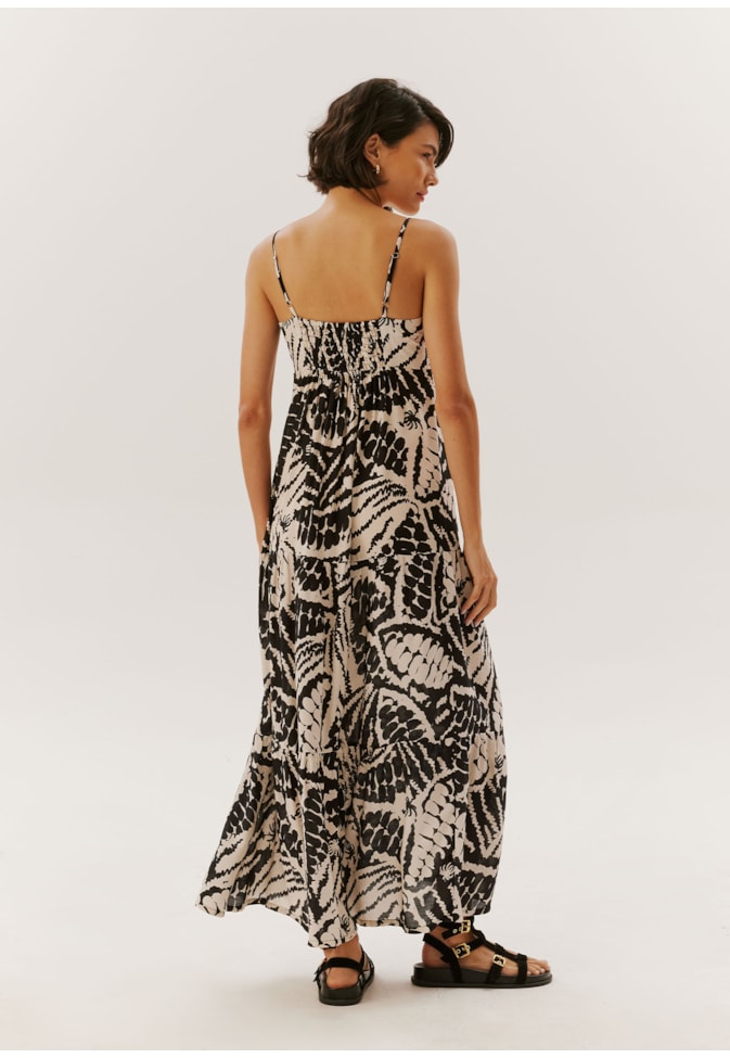 Vestido Longo Marias Estampado Cacaueira