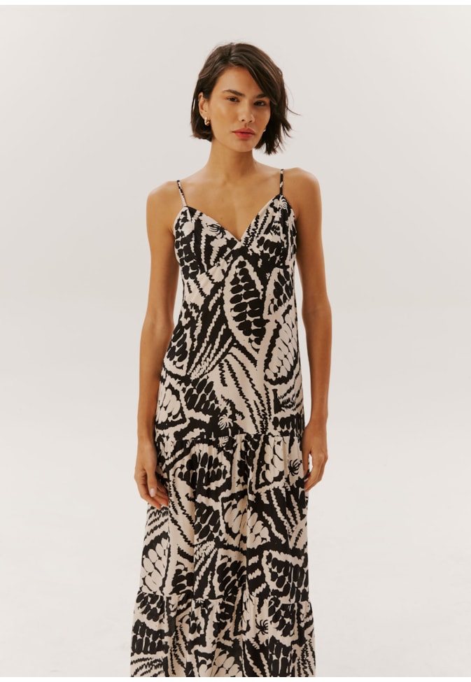 Vestido Longo Marias Estampado Cacaueira