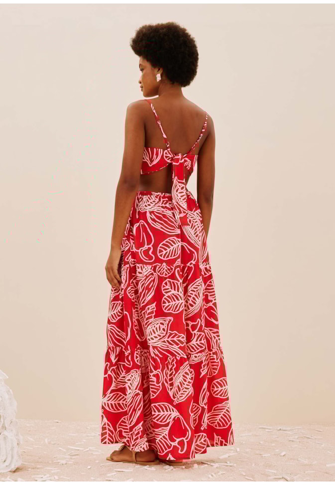 Vestido Longo Marias Estampado Frutos da Terra