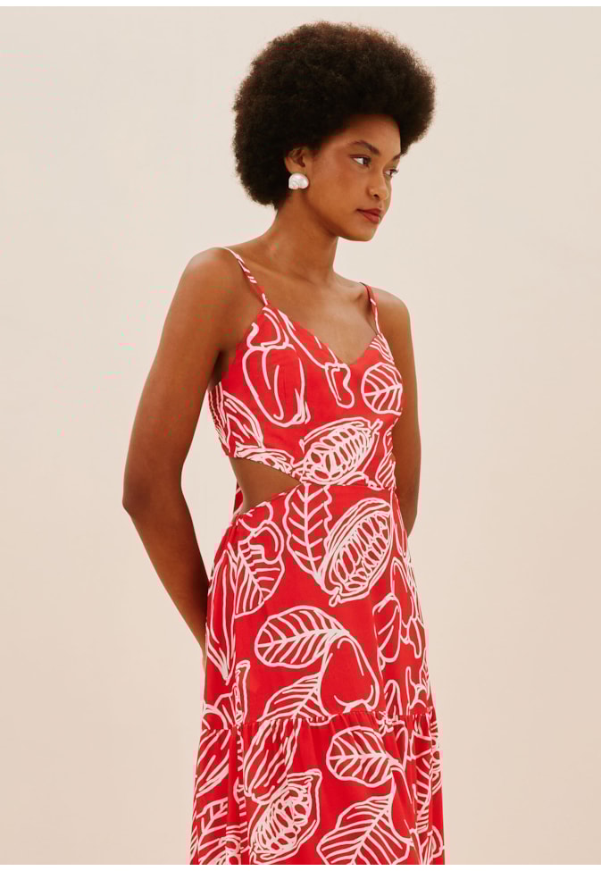 Vestido Longo Marias Estampado Frutos da Terra