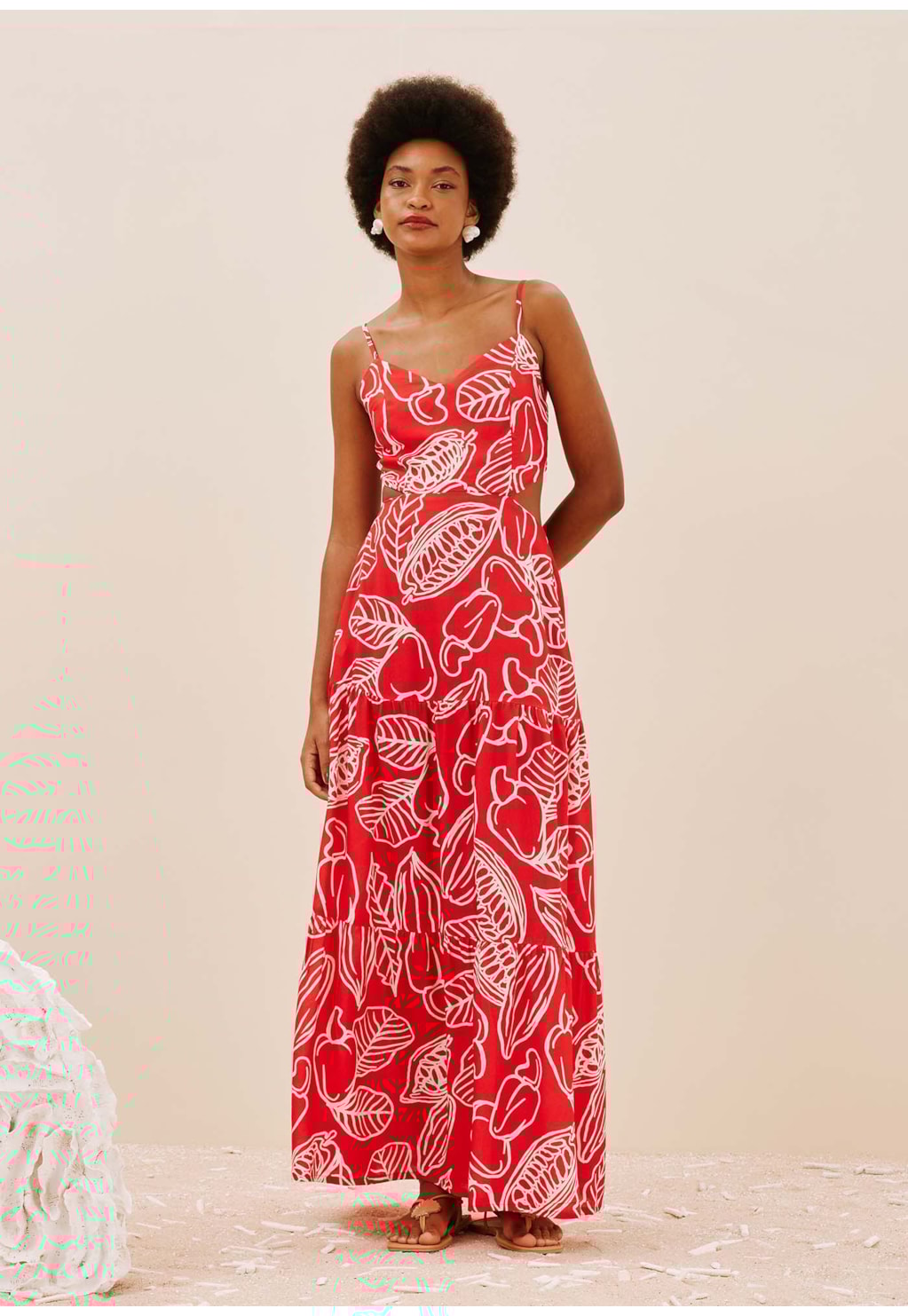 Vestido Longo Marias Estampado Frutos da Terra