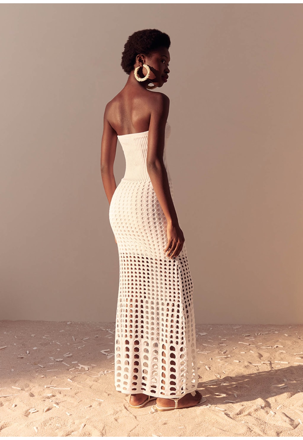 Vestido Longo Mix de Pontos Tricot