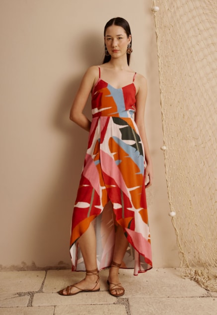 Vestido Longo Mullet Estampado Igapo Vista Frontal
