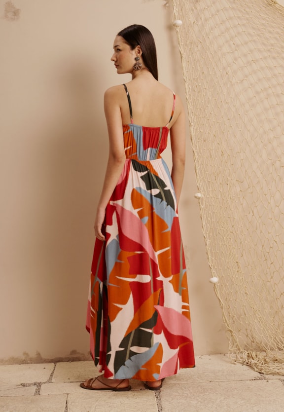 Vestido Longo Mullet Estampado Igapo Vista Traseira