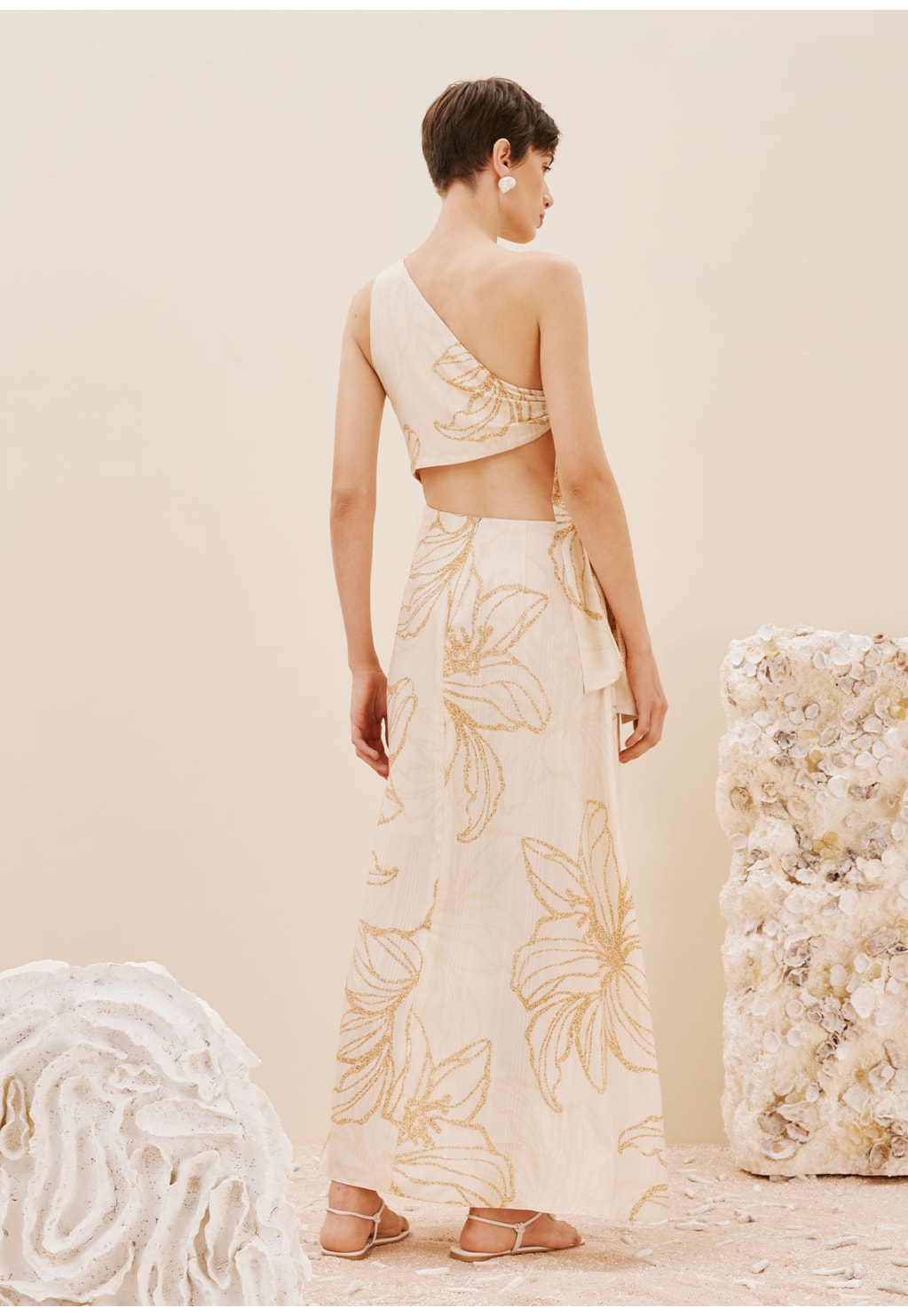 Vestido Longo Nó Lateral Estampado Flor do Sol