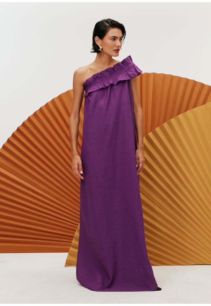 Vestido Longo Ombro Só Babado