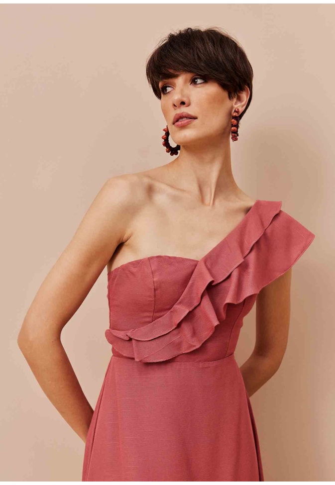 Vestido Longo Ombro Só Babados