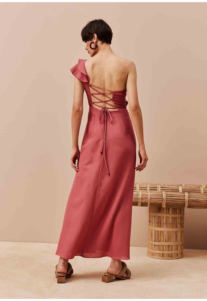 Vestido Longo Ombro Só Babados