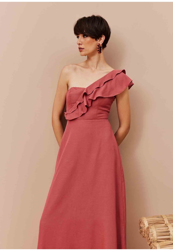 Vestido Longo Ombro Só Babados