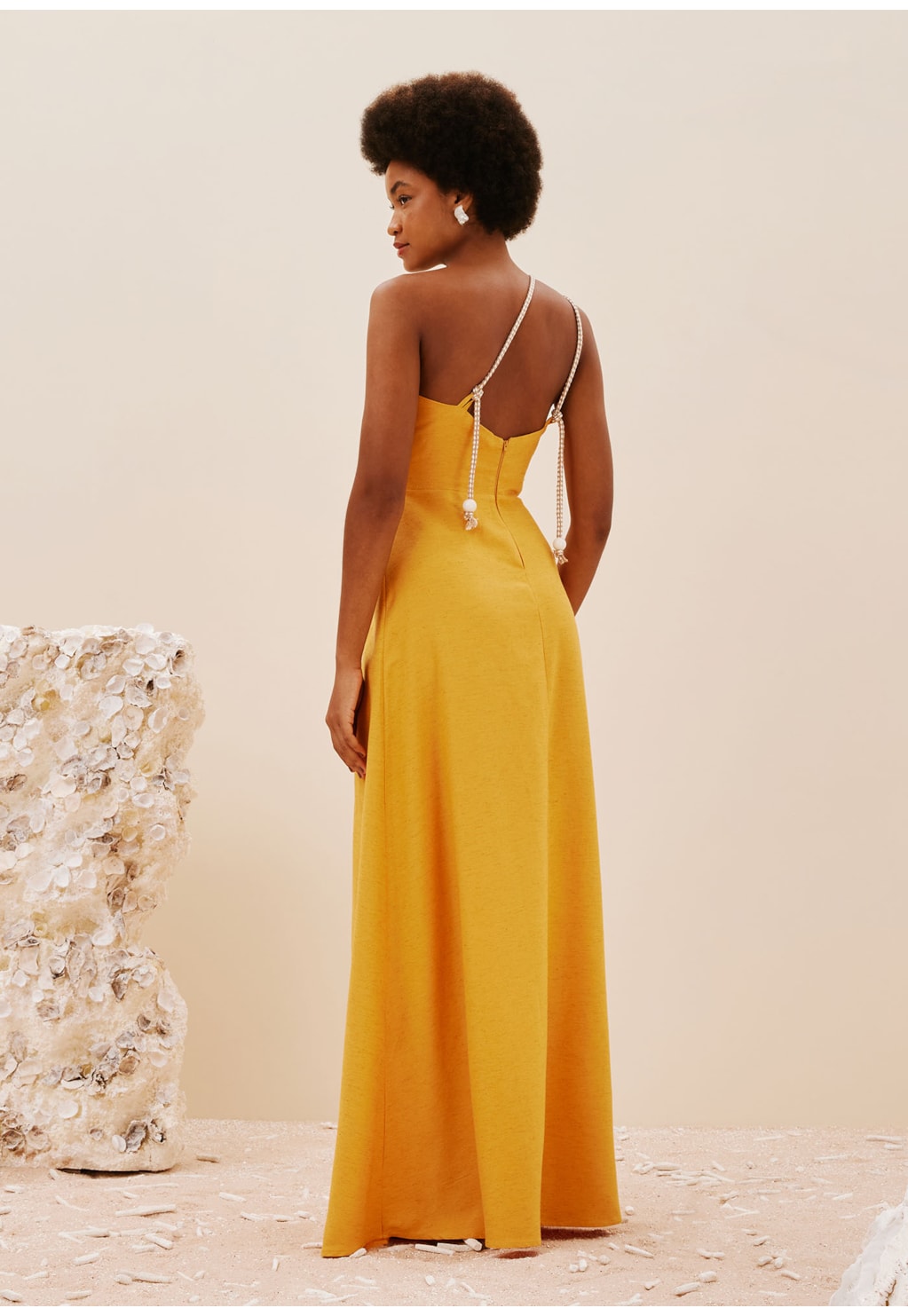 Vestido Longo Ombro Só Detalhe Cordão