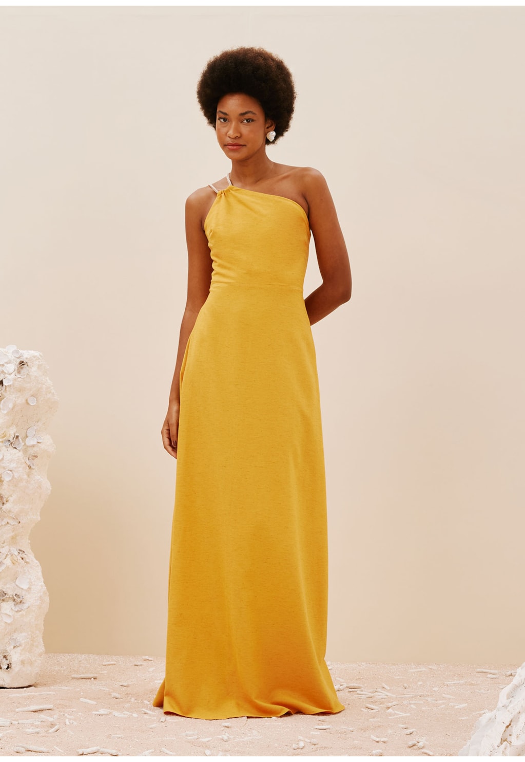 Vestido Longo Ombro Só Detalhe Cordão