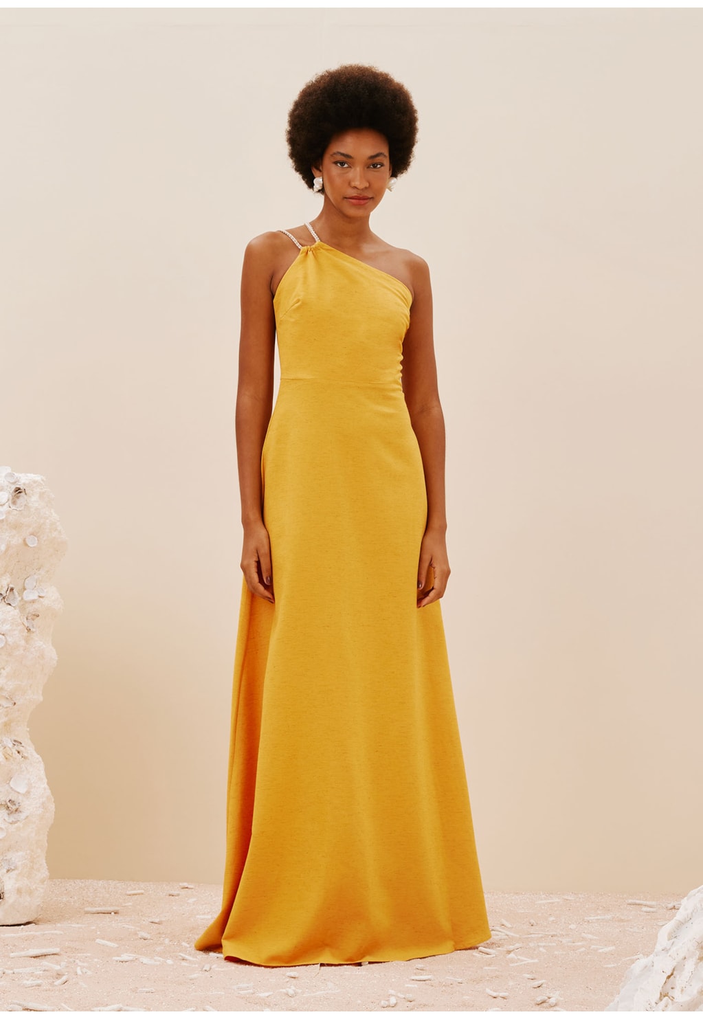 Vestido Longo Ombro Só Detalhe Cordão