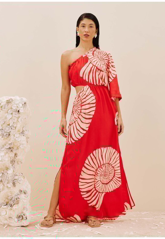 Vestido Longo Ombro Só Estampado Caracas