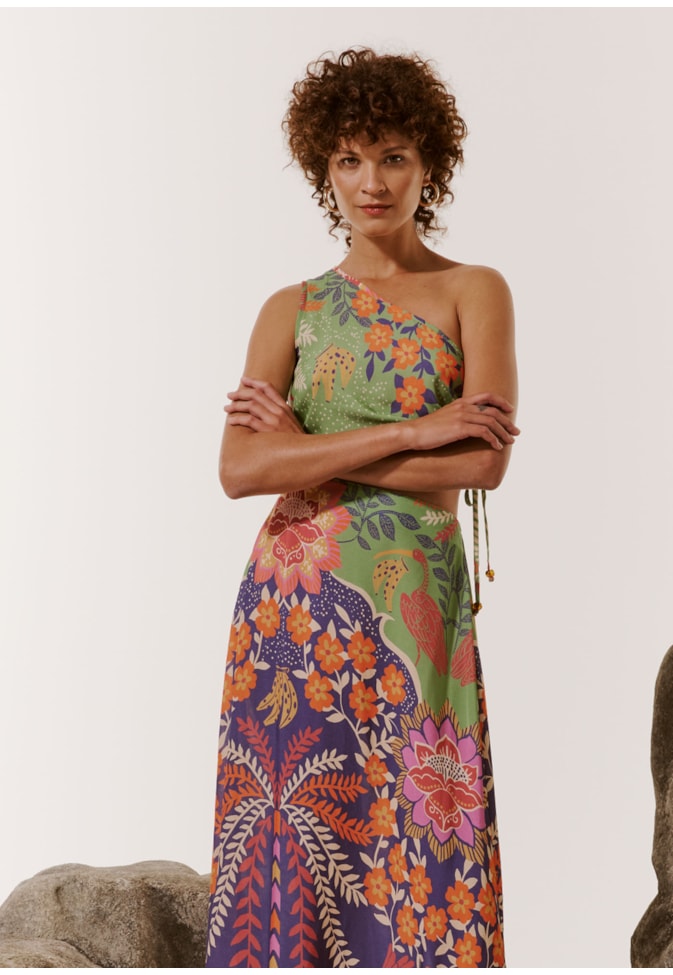 Vestido Longo Ombro Só Estampado Copaíba
