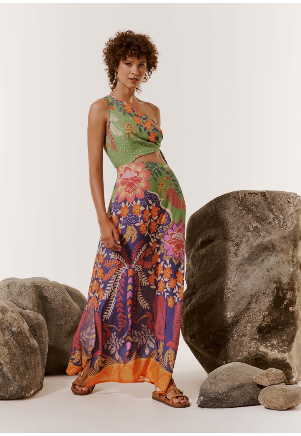 Vestido Longo Ombro Só Estampado Copaíba