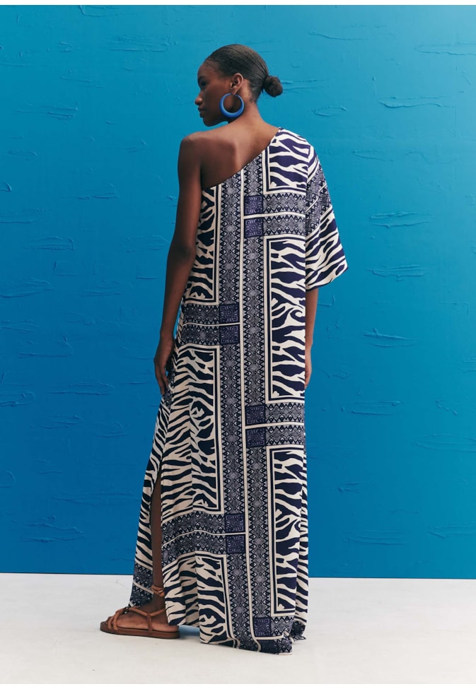 Vestido Longo Ombro Só Estampado Las Cebras