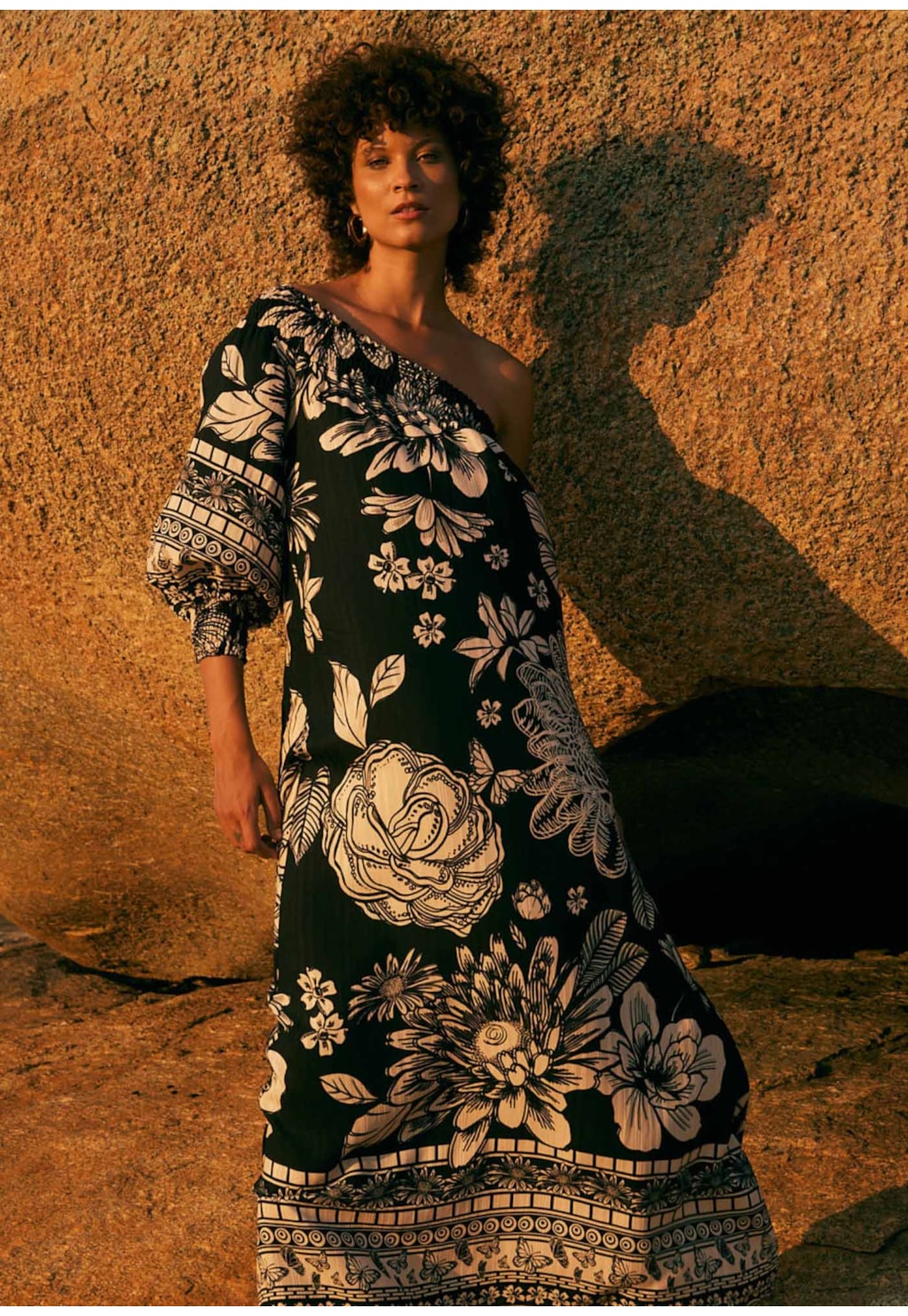 Vestido Longo Ombro Só Estampado Lastex Pradaria