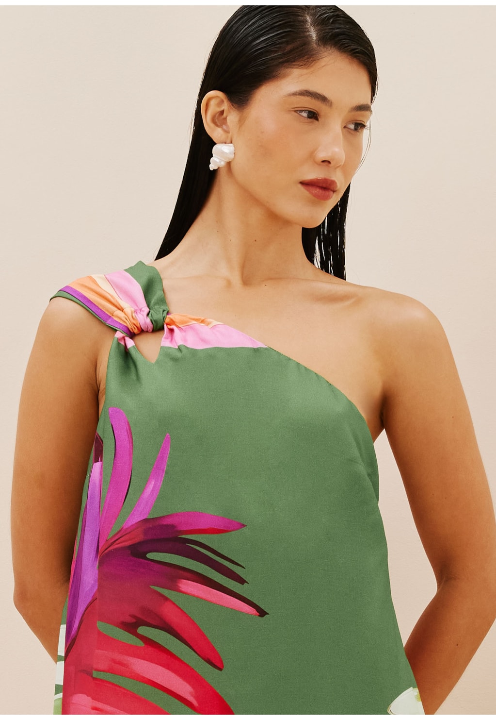 Vestido Longo Ombro Só Estampado Rafia